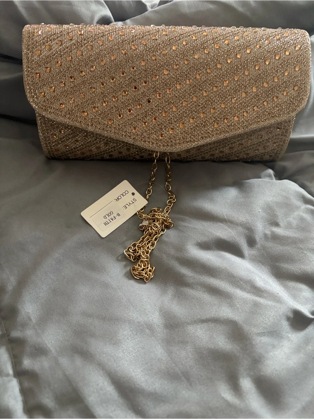 Elegant Gold Rhinestone Evening Clutch
